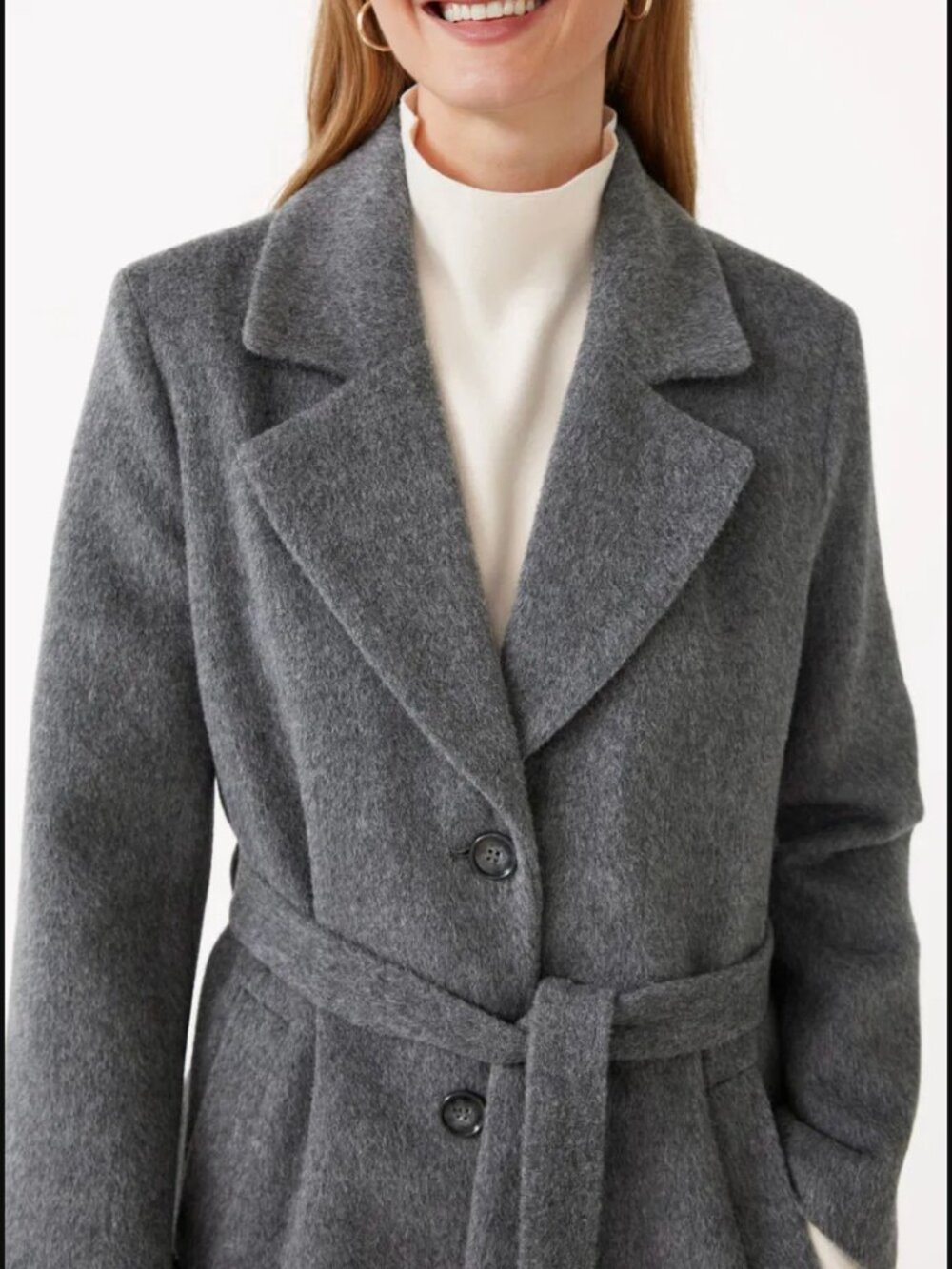 & OTHER STORIES Relaxed Alpaca Blend Coat Wool Belted Trench Long Gray $249.00 - Picture 2 of 16